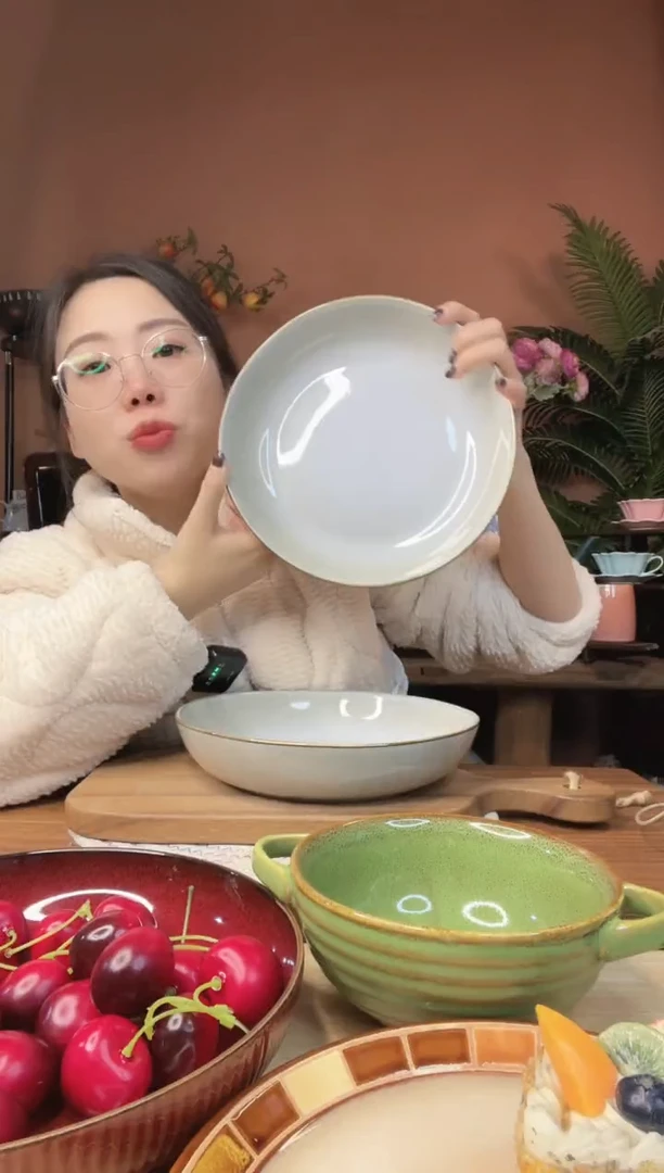 陶瓷8.8英寸异形不规则深盘 2件 微瑕疵