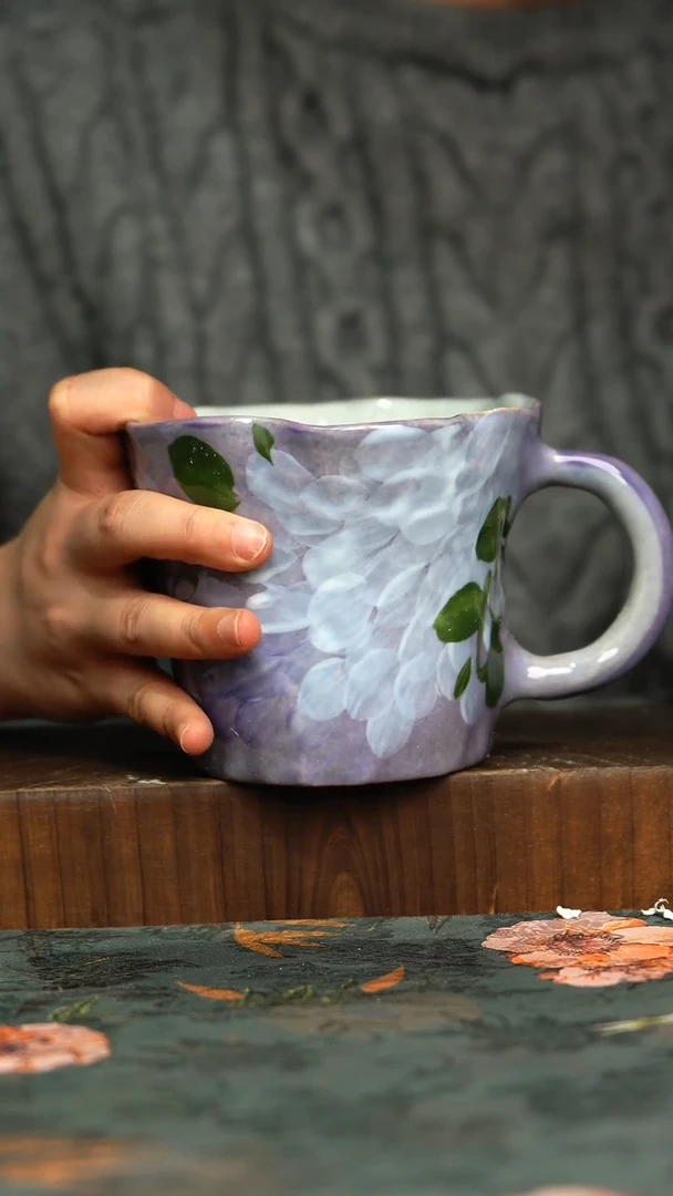 杯釉下彩手工手绘同款陶器