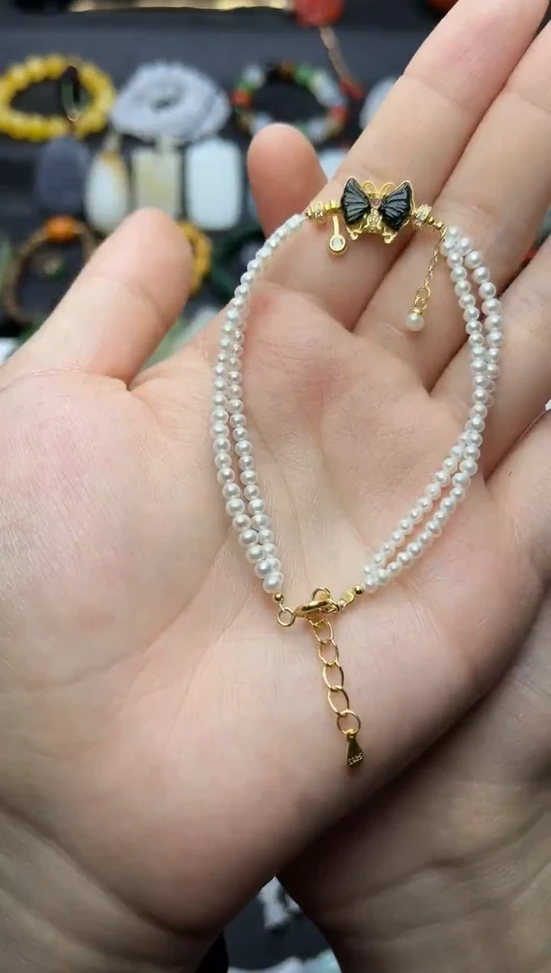未镶嵌手链淡水珍珠蝴蝶手链06