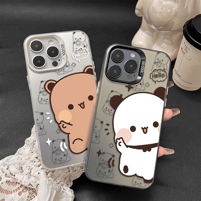 可爱布布一二情侣彩银手机壳适用于苹果一加华为vivo小米OPPO红米