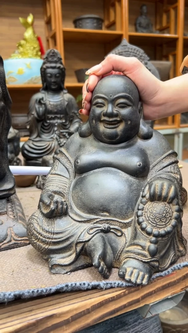 陶土大肚佛+小江枫底座