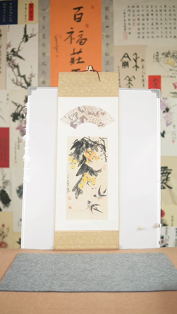 国画手绘-30*90卷轴花鸟