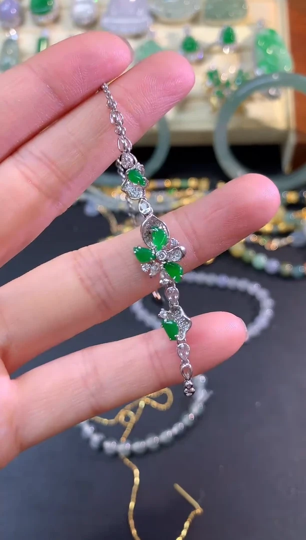 18K金镶嵌手链翡翠手链|6500+325