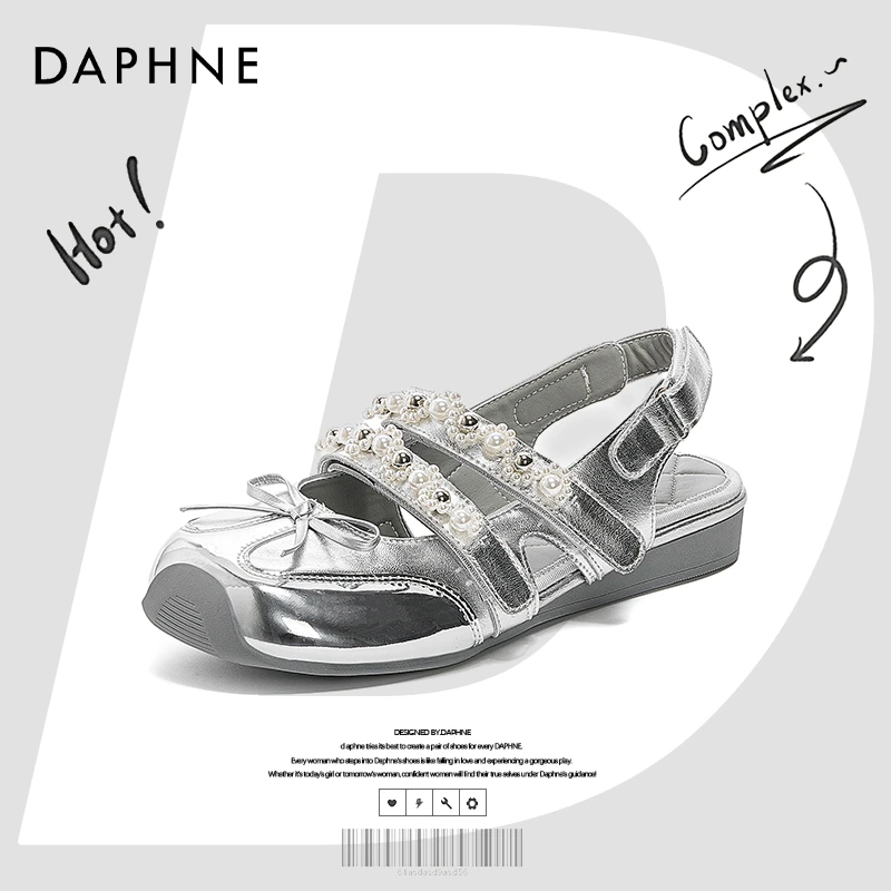 达芙妮网红爆款蝴蝶结玛丽珍凉鞋女款2025夏季新款配裙子包头凉鞋