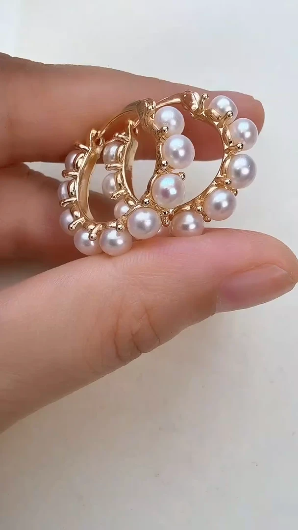 耳饰拼合珍珠（马贝珠）未镶嵌金色甜甜圈