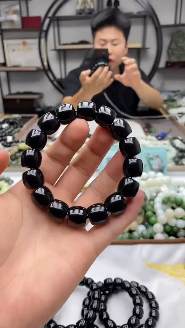 手串未镶嵌和田玉新疆塔县黑青14直切