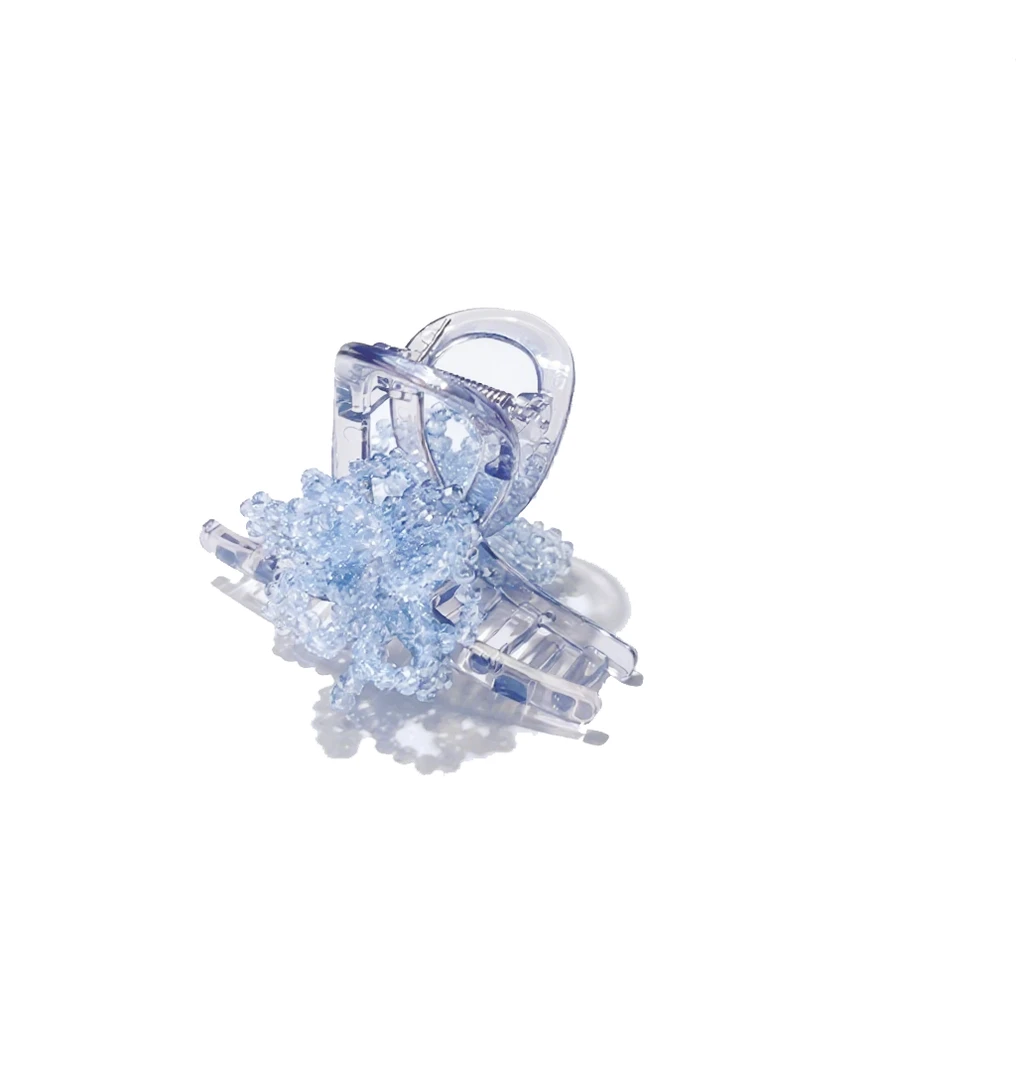 冰晶蓝花抓夹 透明亚克力发抓 清新甜美后脑勺夹子