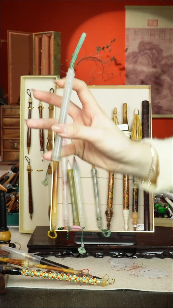 58号闪孤品高货毛笔链接 清水试笔 蘸墨不退