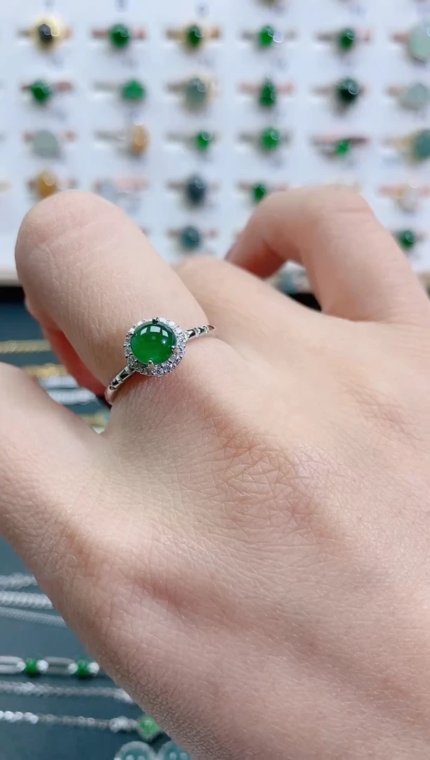 银S925镶嵌戒指翡翠天然翡翠