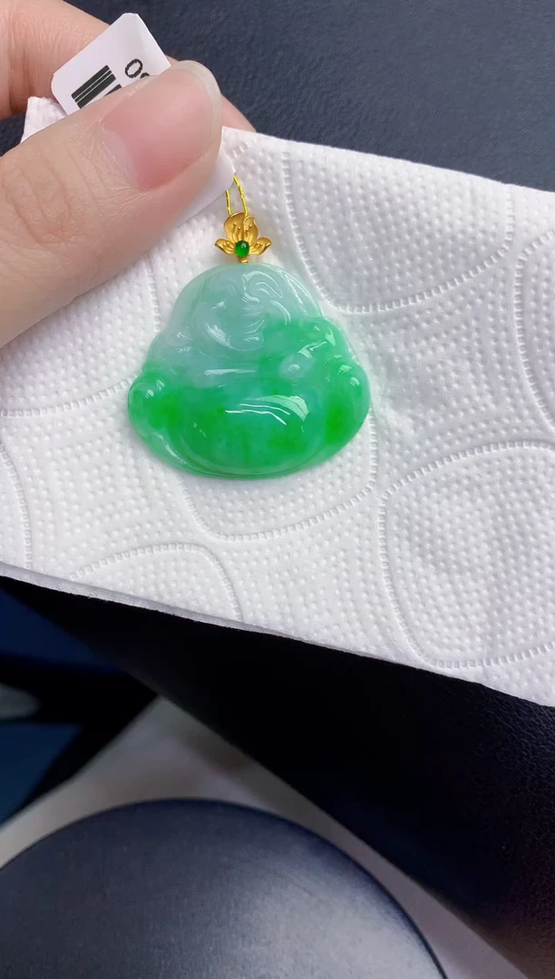 颈饰18K金镶嵌翡翠天然翡翠缅甸A货