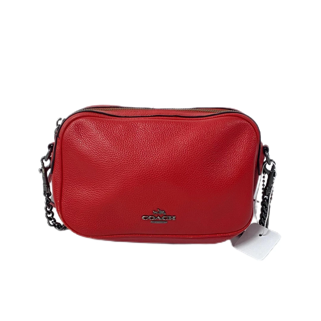 95新 COACH/蔻驰 红色全皮单肩斜挎相机包 AF-10058-B