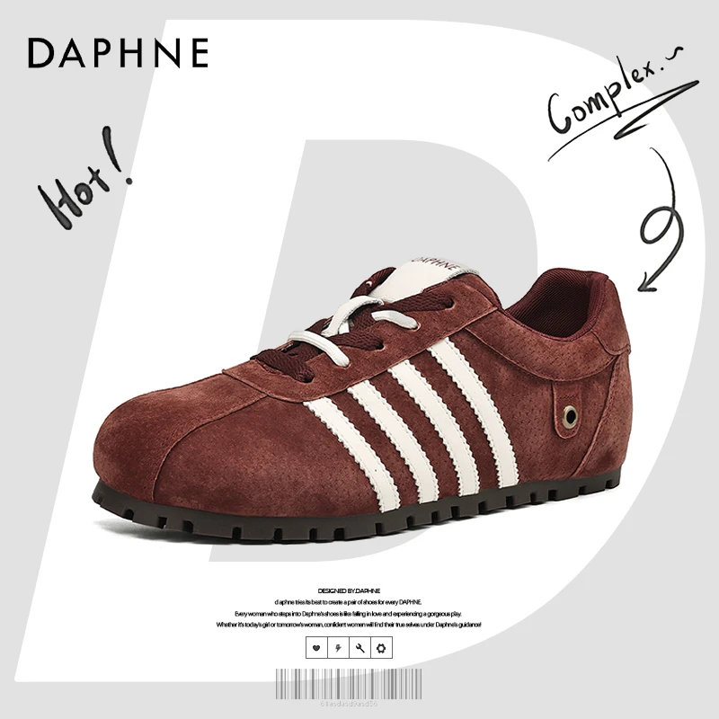 达芙妮网红爆款红色蛇年德训鞋女鞋2025春季新款欧若动感风休闲鞋