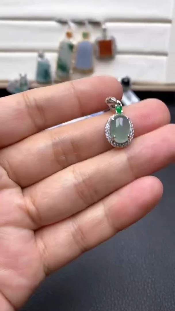 银S925镶嵌戒指翡翠1