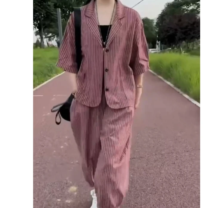 2025春季新款网红同款洋气气质韩版潮流上衣裤子两件套美丽o