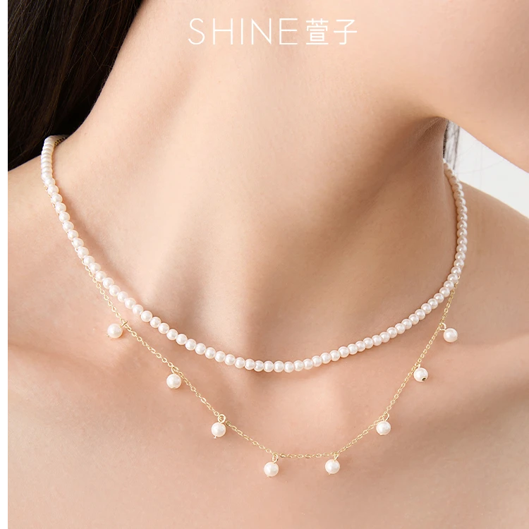 铜合金仿珍珠吊坠 铜合金仿珍珠项链萱子【商场同款】复古项链法式