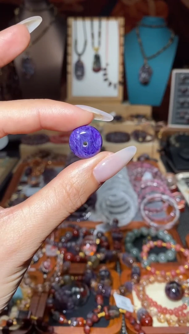 【闪购商品】查罗石吊坠未镶嵌紫龙晶算盘珠