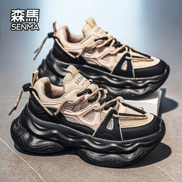 SENMA/森马2025冬季新款男士休闲鞋爆款轮胎底老爹鞋厚底增高男鞋