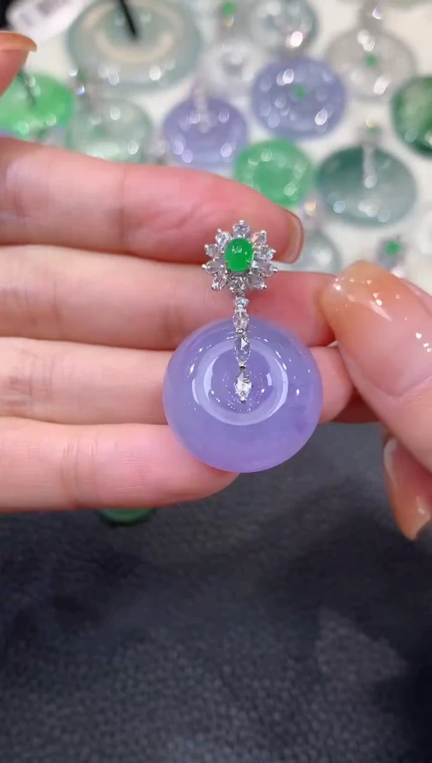 吊坠(不含链)18K金镶嵌翡翠a75