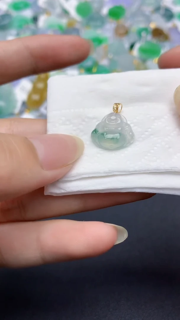 翡翠18K金镶嵌颈饰天然缅甸a货翡翠百元以上9元证书费自理