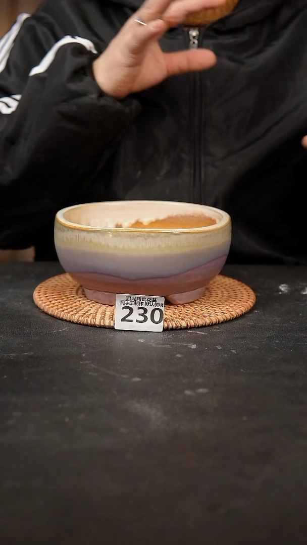 【闪购商品】瓷片230泥泥手工花盆口14高8