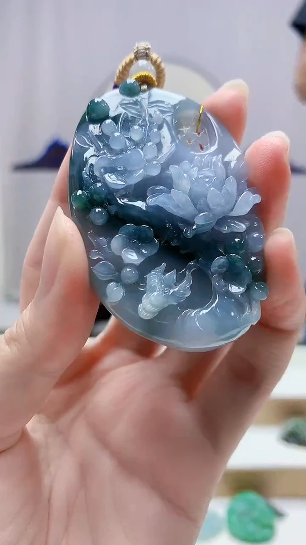 未镶嵌定制翡翠4868zm-毛货挂件喜上眉梢109