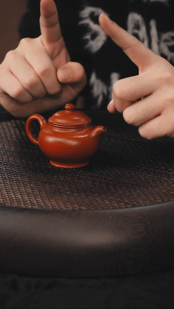 茶壶紫砂掇只  朱泥