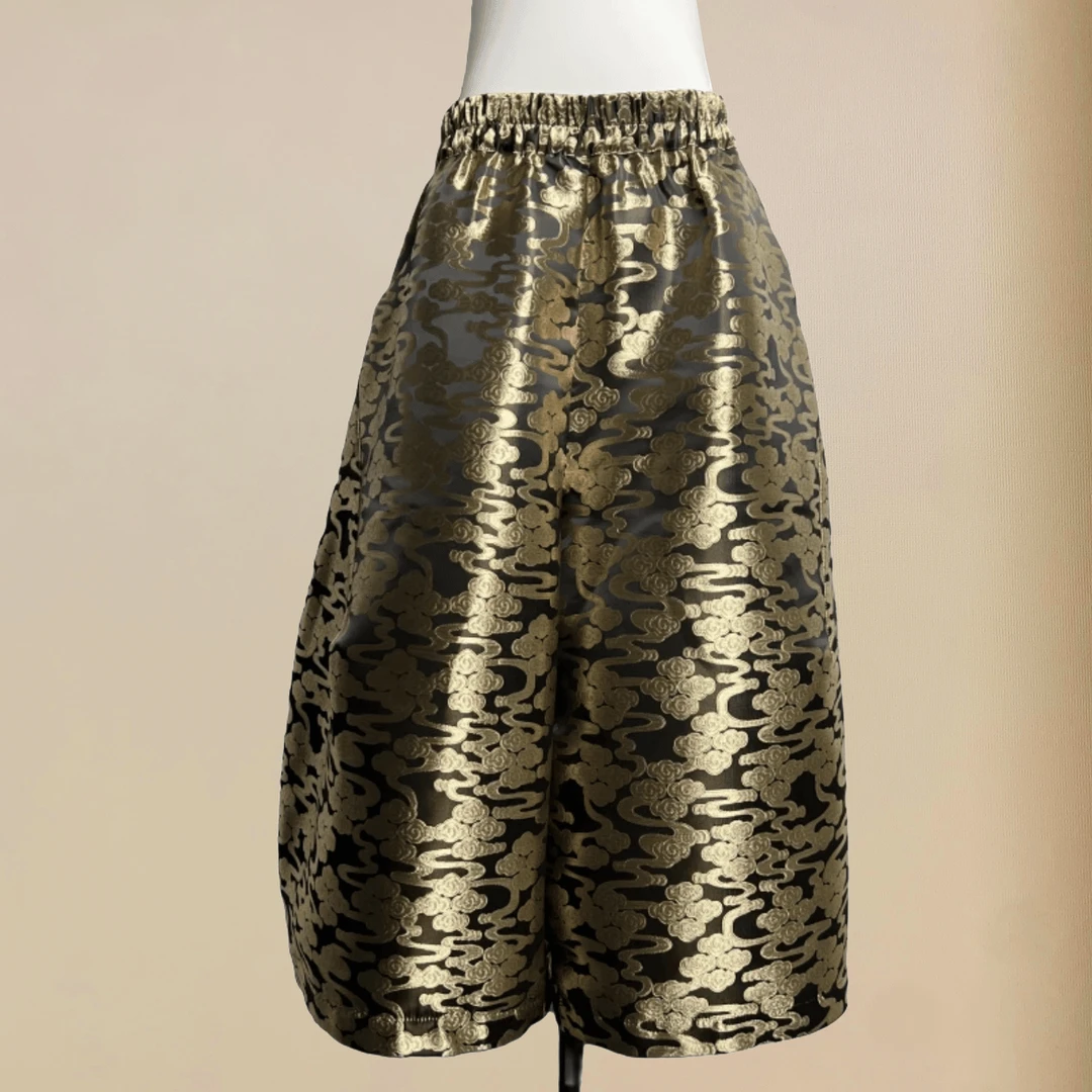 1139祥云灯笼裤新中式百搭气质休闲裤大码宽松阔腿裤