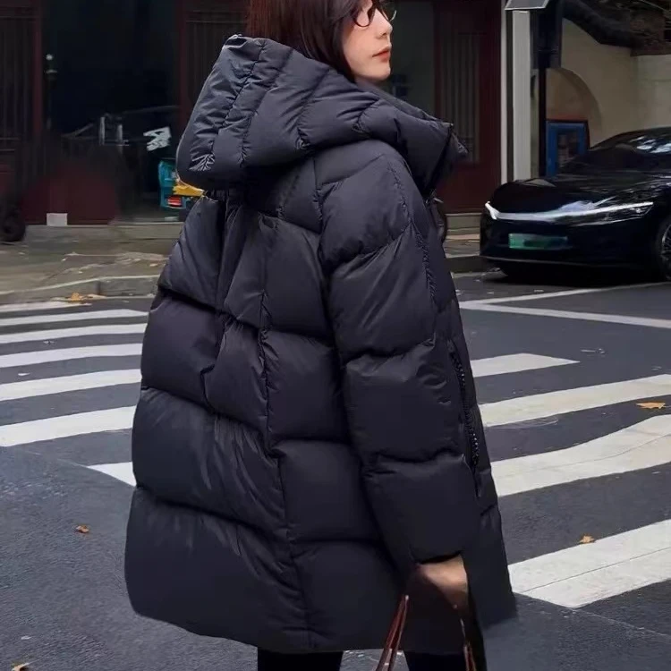 【希媛】新国标90白鸭绒女24新款时尚简约加厚中长款连帽秋冬韩版