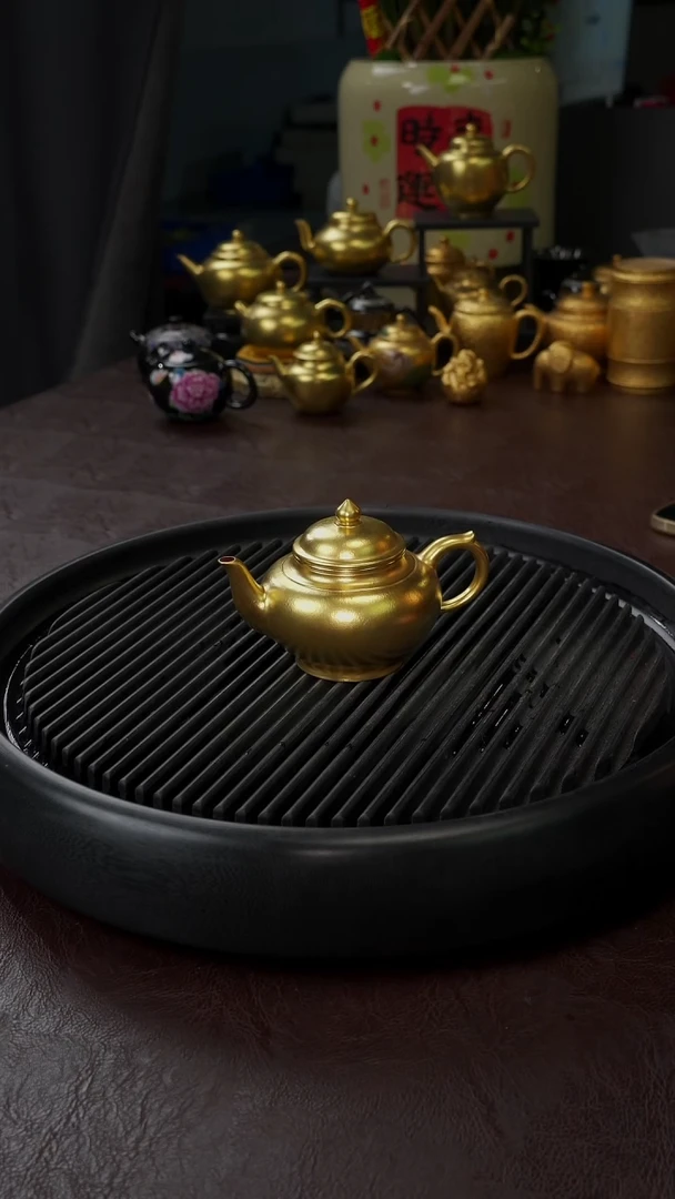 【闪购商品】杯【宜景窑紫砂光面金】预定笑樱金壶