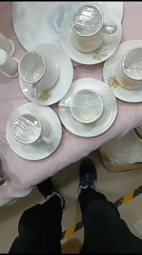 瓷菠***蜜448咖啡杯碟五套微瑕