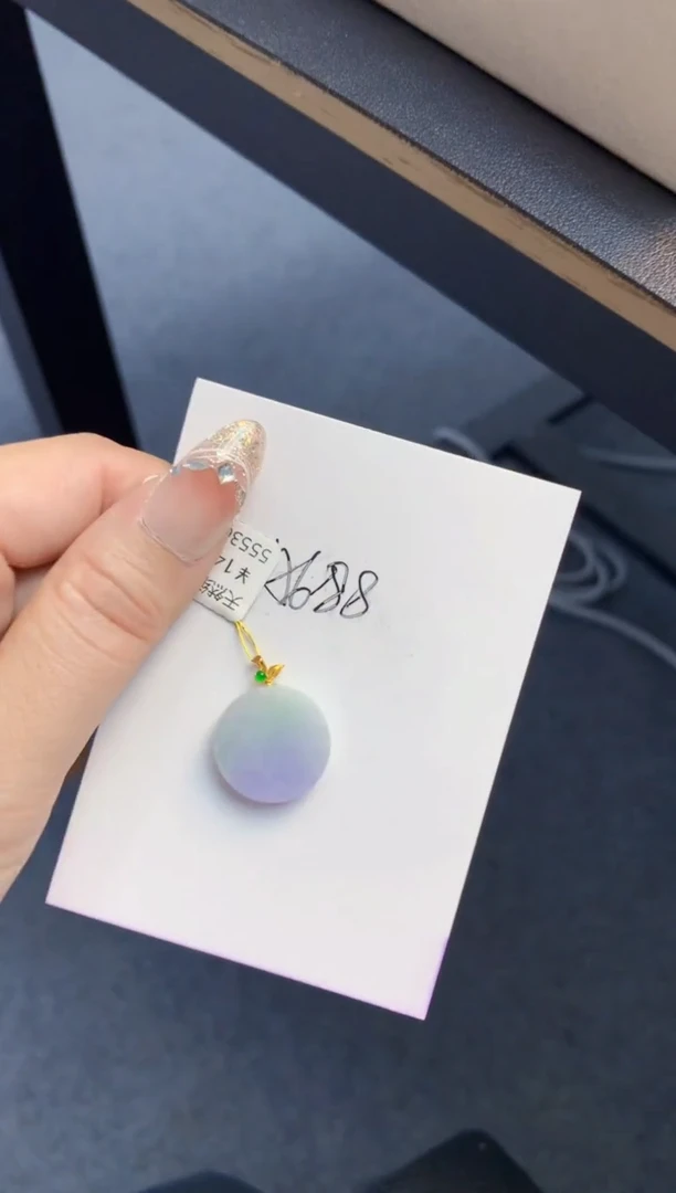 颈饰18K金镶嵌翡翠天然A货缅甸翡翠百元以上9元证书费自理