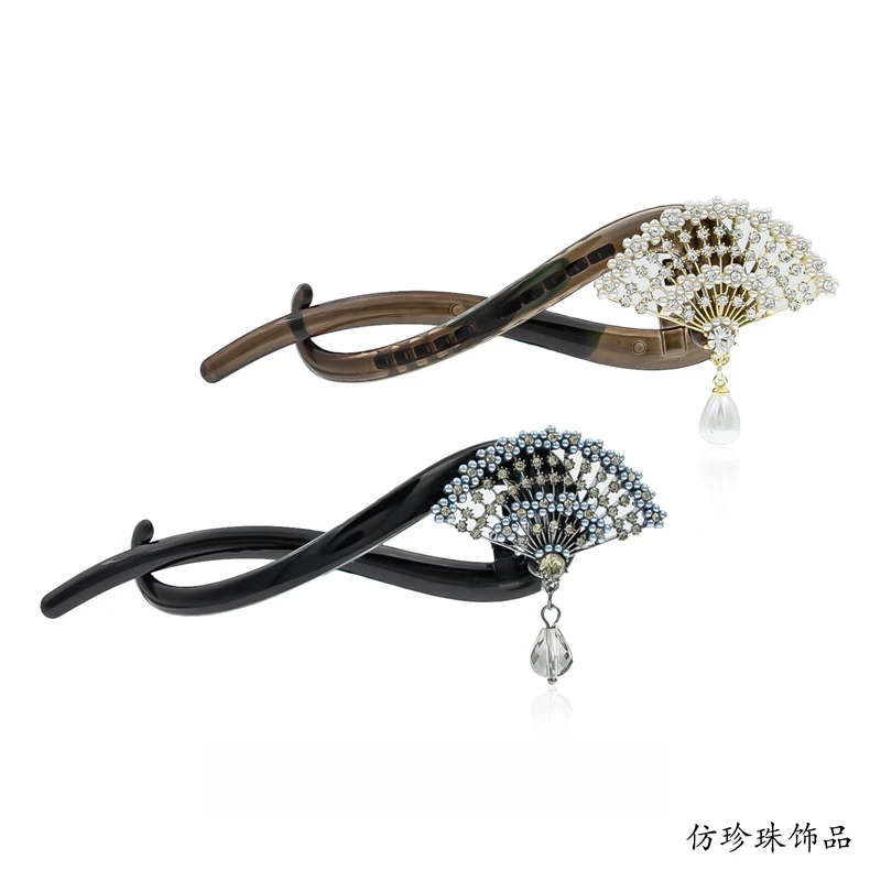 赫本王妃 风吟扇 11厘米中式典雅高级手工定制扭扭夹FB2276