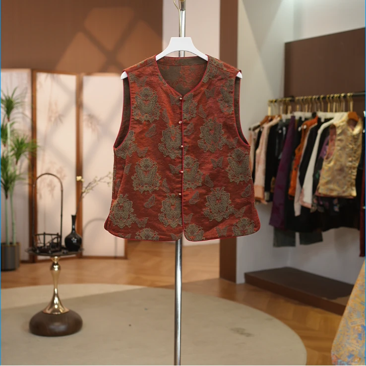 【陌上蝶】常规款民族风提花中式国风陌上蝶马甲