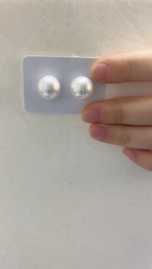 银S925镶嵌耳饰淡水珍珠紫*13-14水桶钻