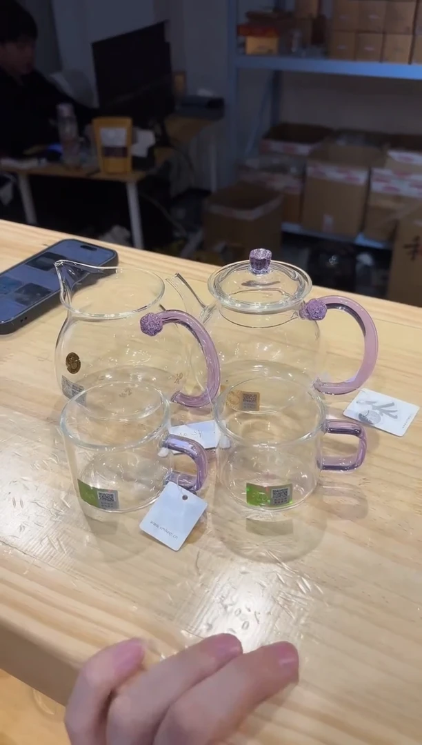 禾器-浮莲茶海-浅紫色+清莲壶浅紫+清禾杯浅紫2只