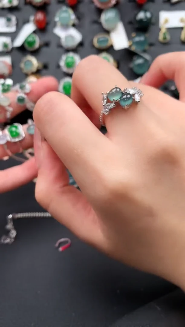 【闪购商品】翡翠戒指银S925镶嵌5214