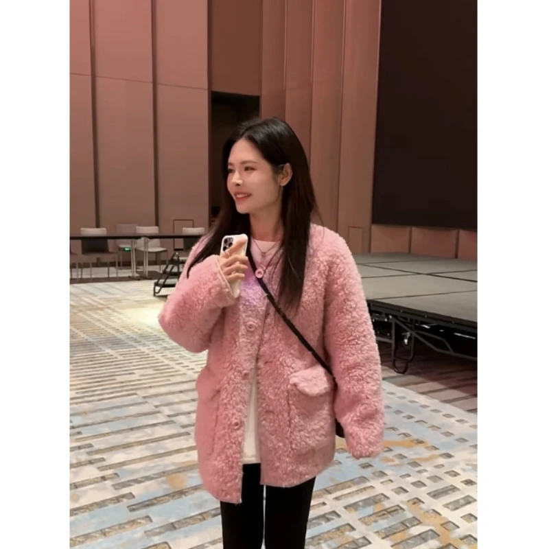 宿慕小雨自产女款毛毛外套12-22冬季2024新款时尚宽松外套A5901J