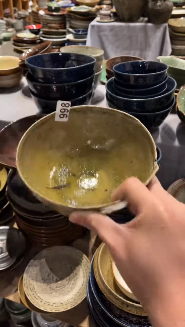 【闪购商品】瓷片998手工麻点异形大碗1只