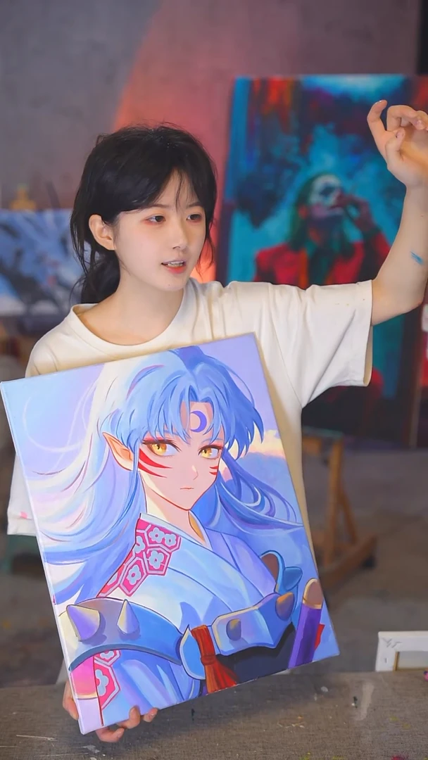 油画阿*杀生丸丙烯画纯手绘Z