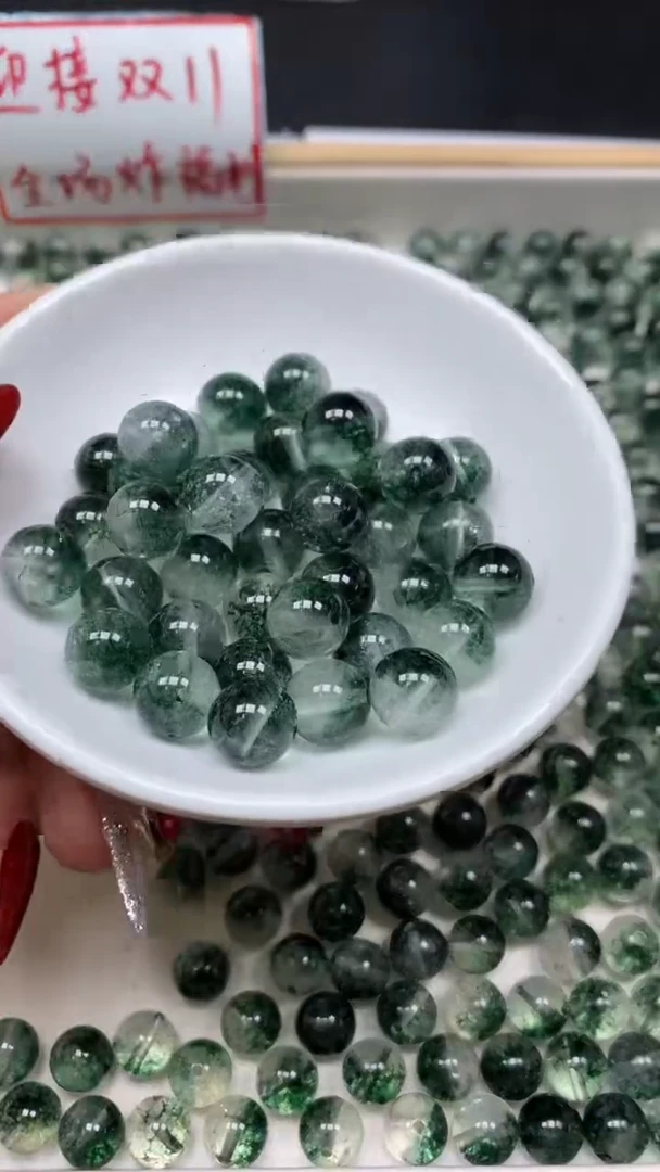 未镶嵌珠宝半成品水晶A481 绿幽灵10mm5个8.8元