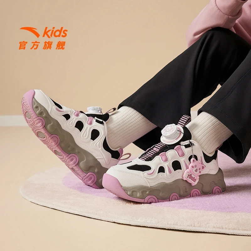 布朗尼|安踏儿童女大童休闲鞋2025秋季新款舒适防滑旋钮运动鞋