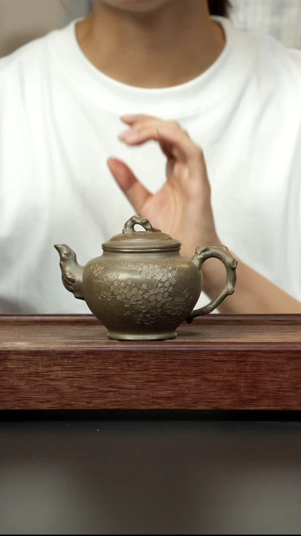 紫砂茶壶青段柴烧 梅报春