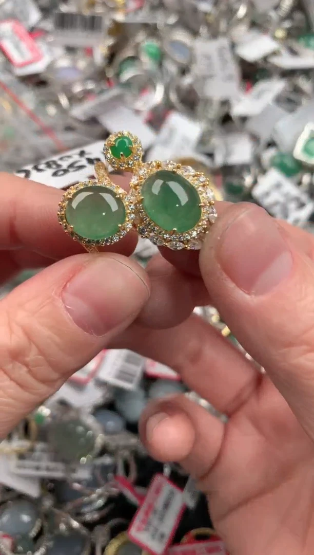 银S925镶嵌戒指翡翠10             6