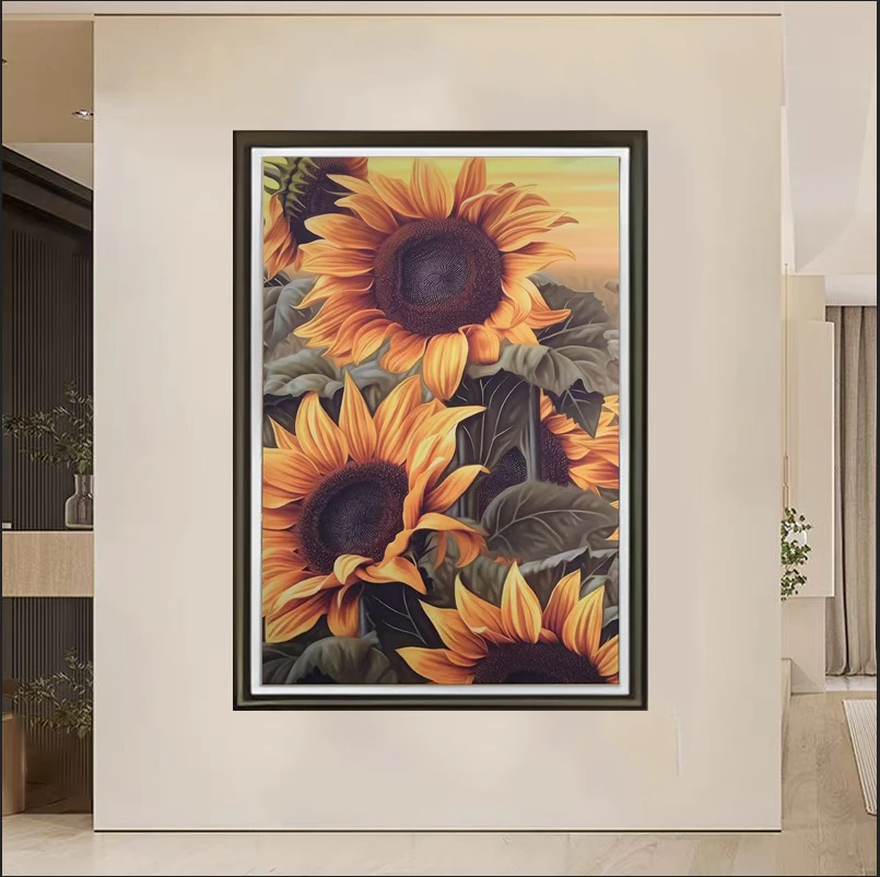 X2向日葵装饰画餐厅客厅玄关楼梯尽头挂画壁画