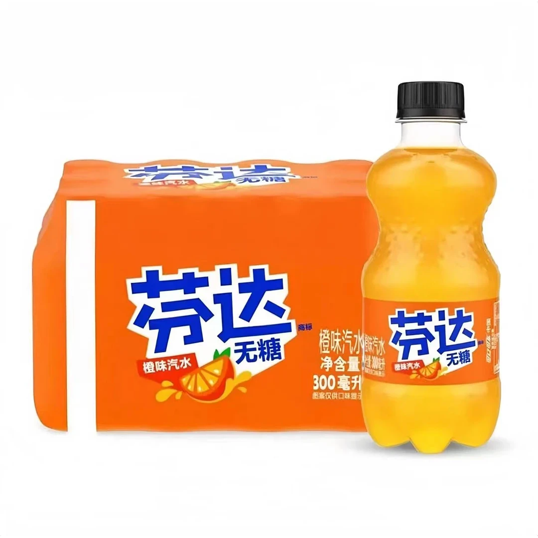 300ml*6瓶】无糖芬达即饮碳酸饮料畅饮零卡可口可乐小瓶装肥宅汽水