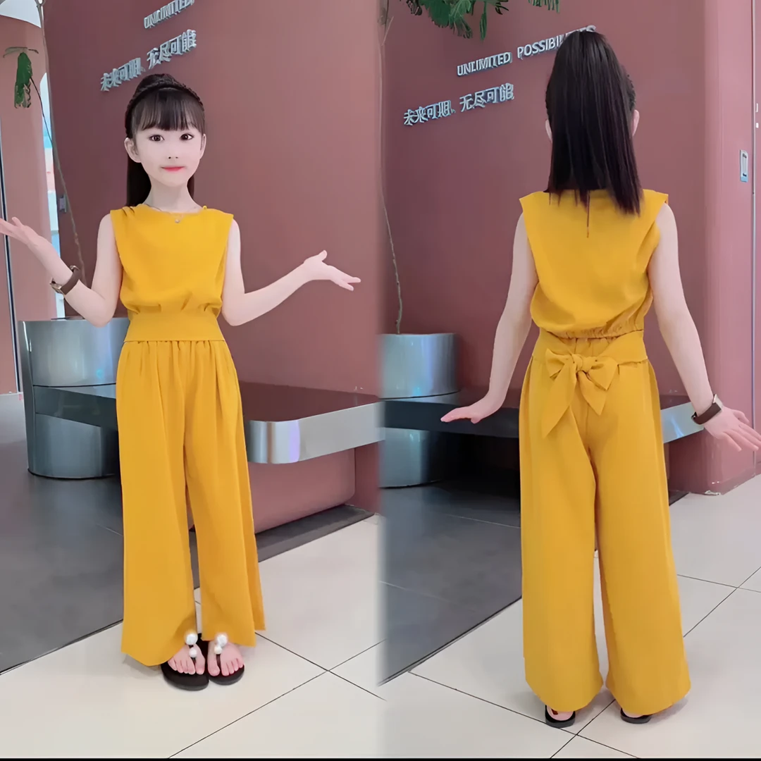 儿童阔腿裤新款中大童时髦漂亮夏季中大童8-15岁女孩童装6-12岁