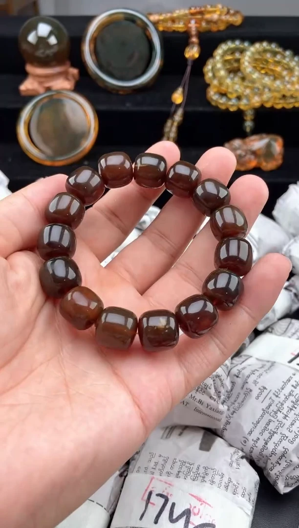 未镶嵌琥珀手链棕红珀变色龙老型珠手串
