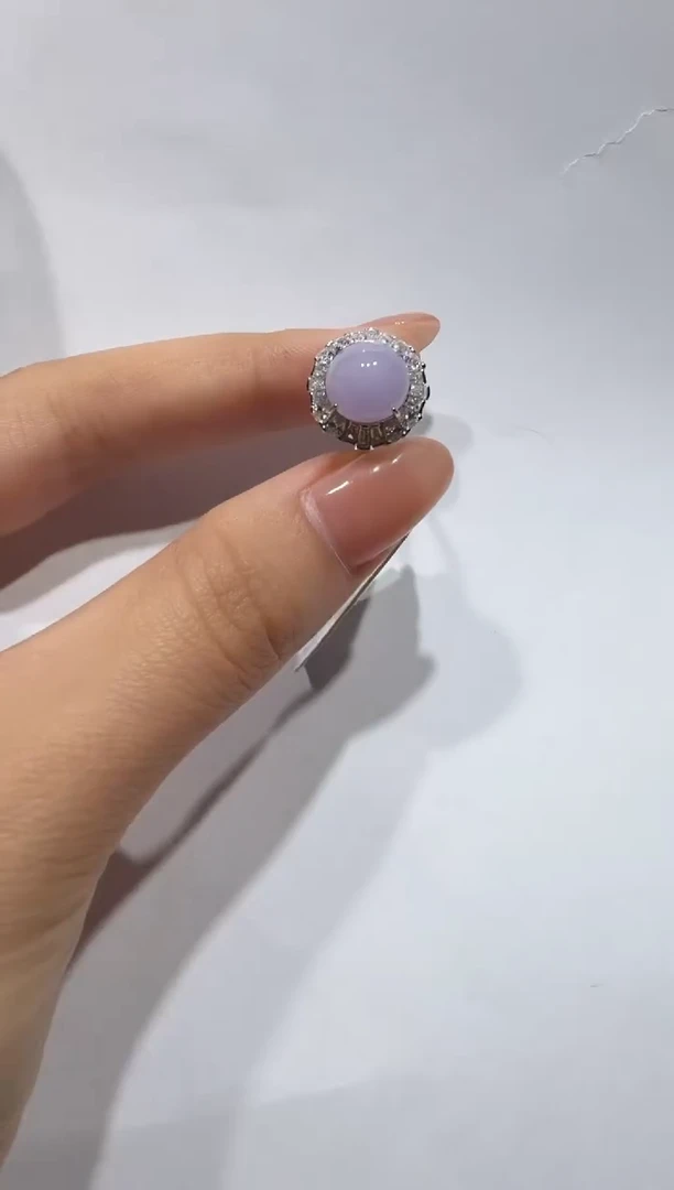 银S925镶嵌戒指翡翠缅甸A货翡翠戒指