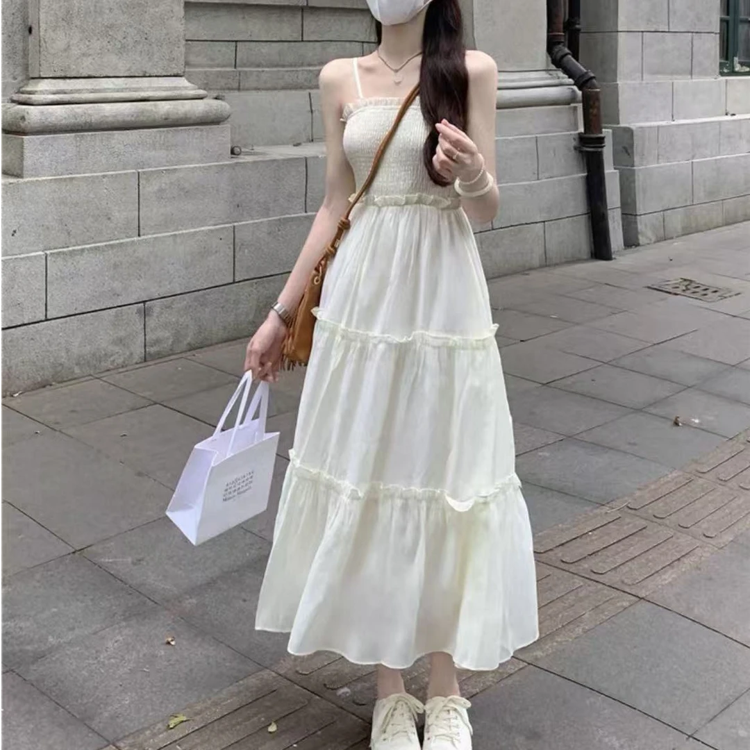 淋琳家显瘦法式吊带（裙长120）清新小连衣裙高腰温柔风气质连衣裙