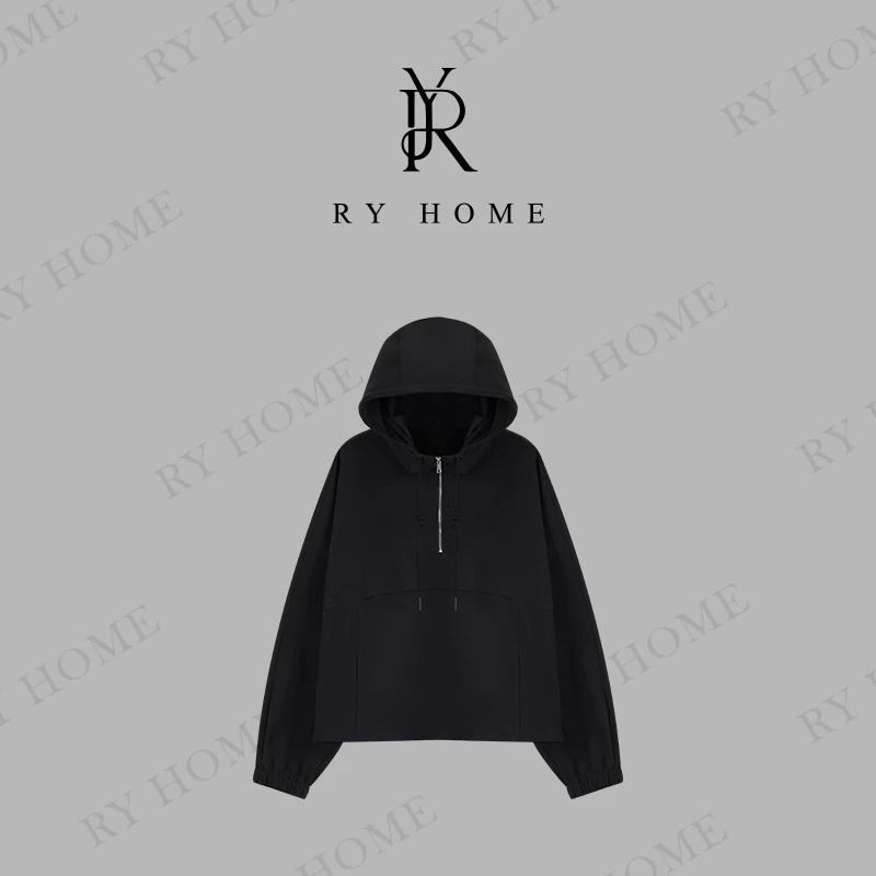【容雨RYHOME】“墨辞”宽松休闲连帽短款冲锋衣外套243Y1054